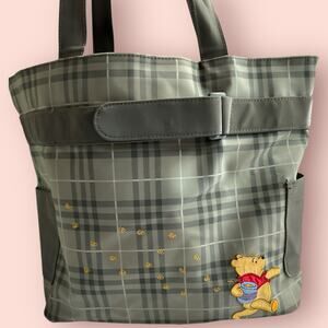 Vtg Disney Winnie The Pooh Tote Bag Grey 100% PVC Diaper Baby Bag Y2K